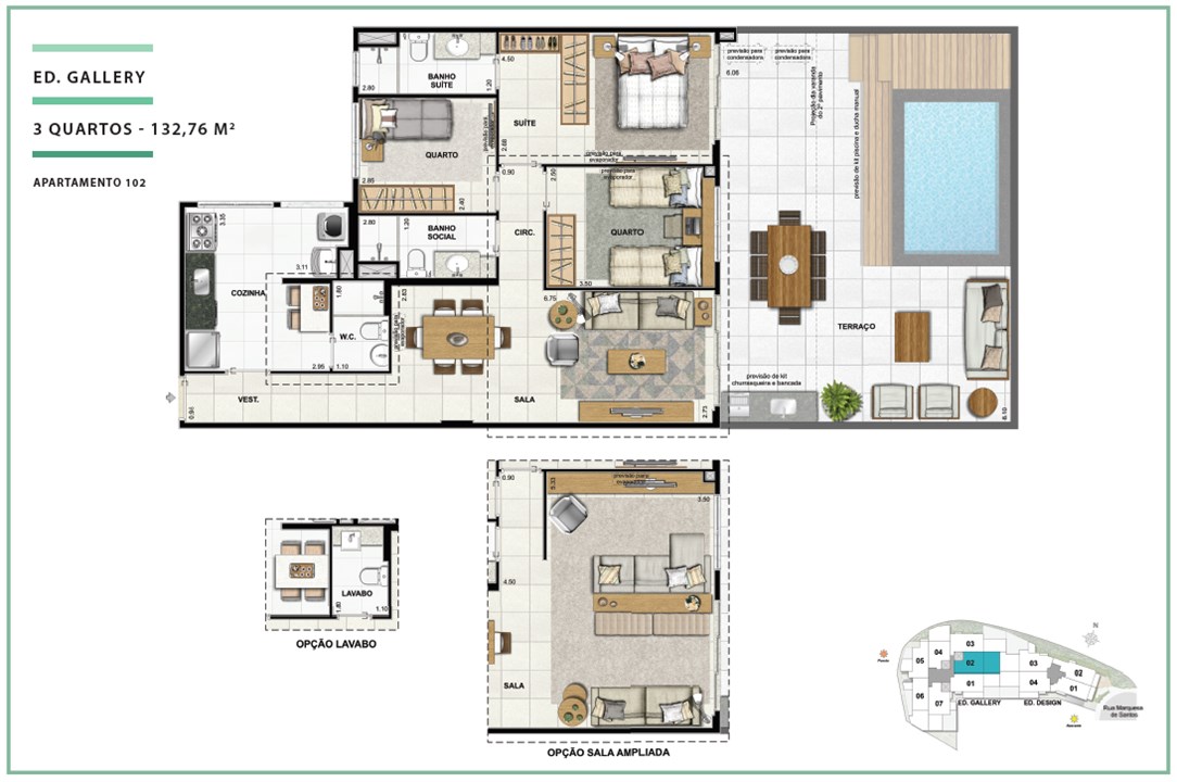 Terraces Ed. Gallery 03 quartos | 132,76m² | Open Gallery & Design – Laranjeiras - Rio de Janeiro - Rio de Janeiro Terraces Ed. Gallery 03 quartos | 132,76m² | Open Gallery & Design – Apartamento em Laranjeiras - Rio de Janeiro - Rio de Janeiro